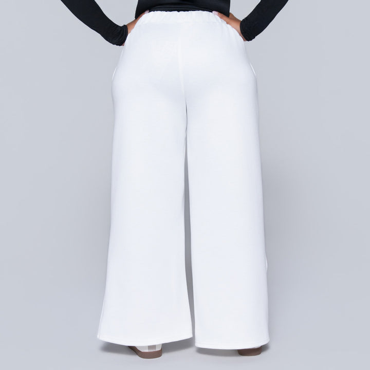 Ivory Scuba Modal Wide Leg Track Pants