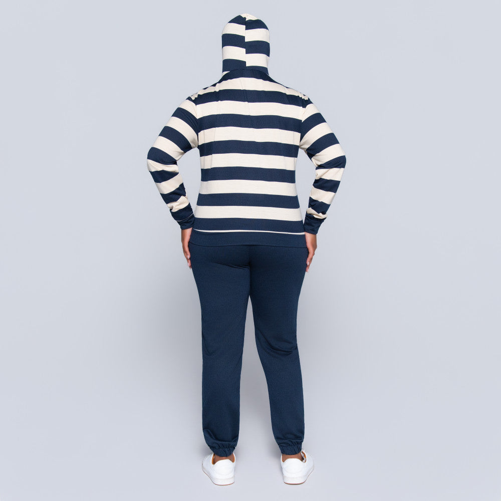 Navy Striped Track Top