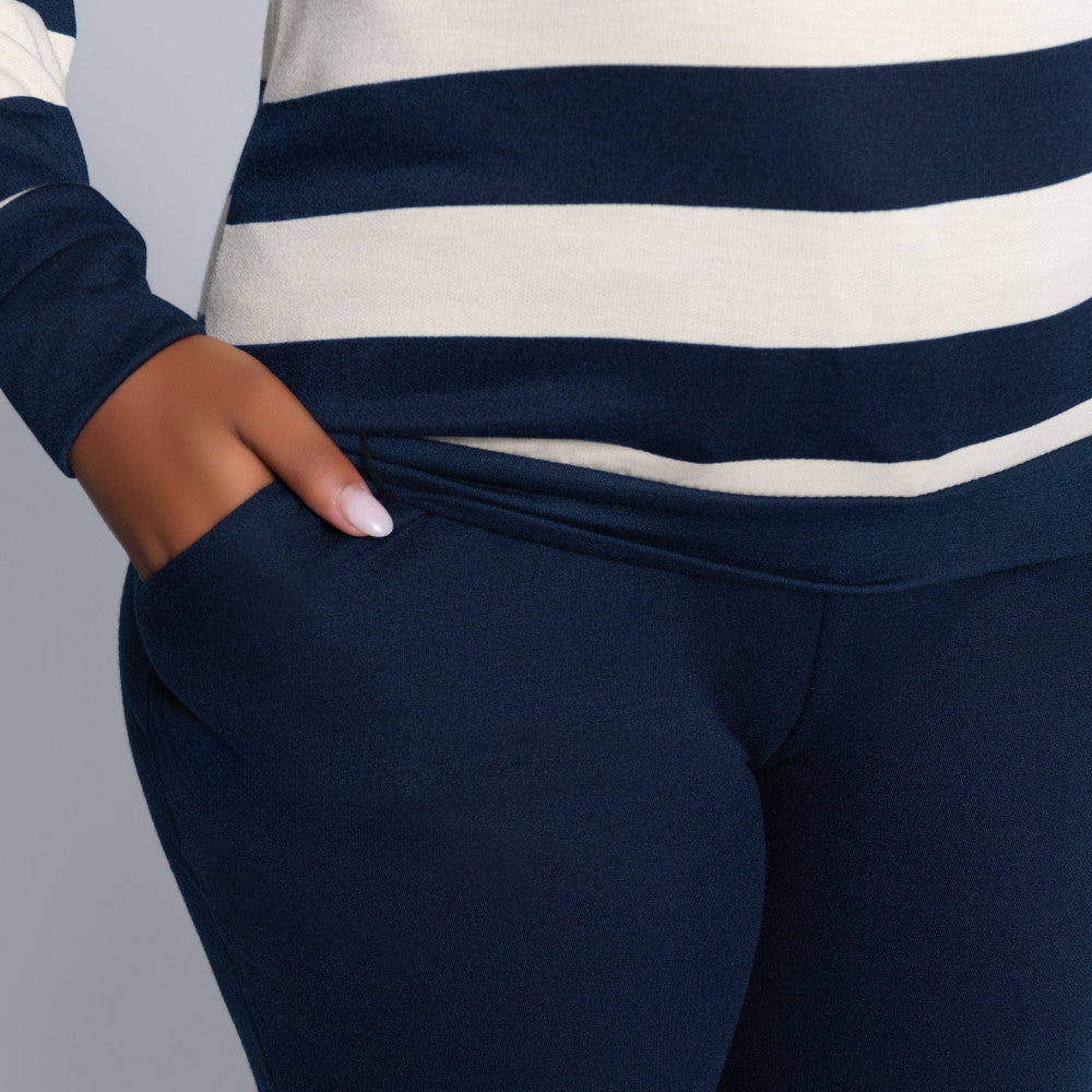 Navy Striped Track Top