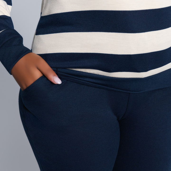 Navy Striped Track Top