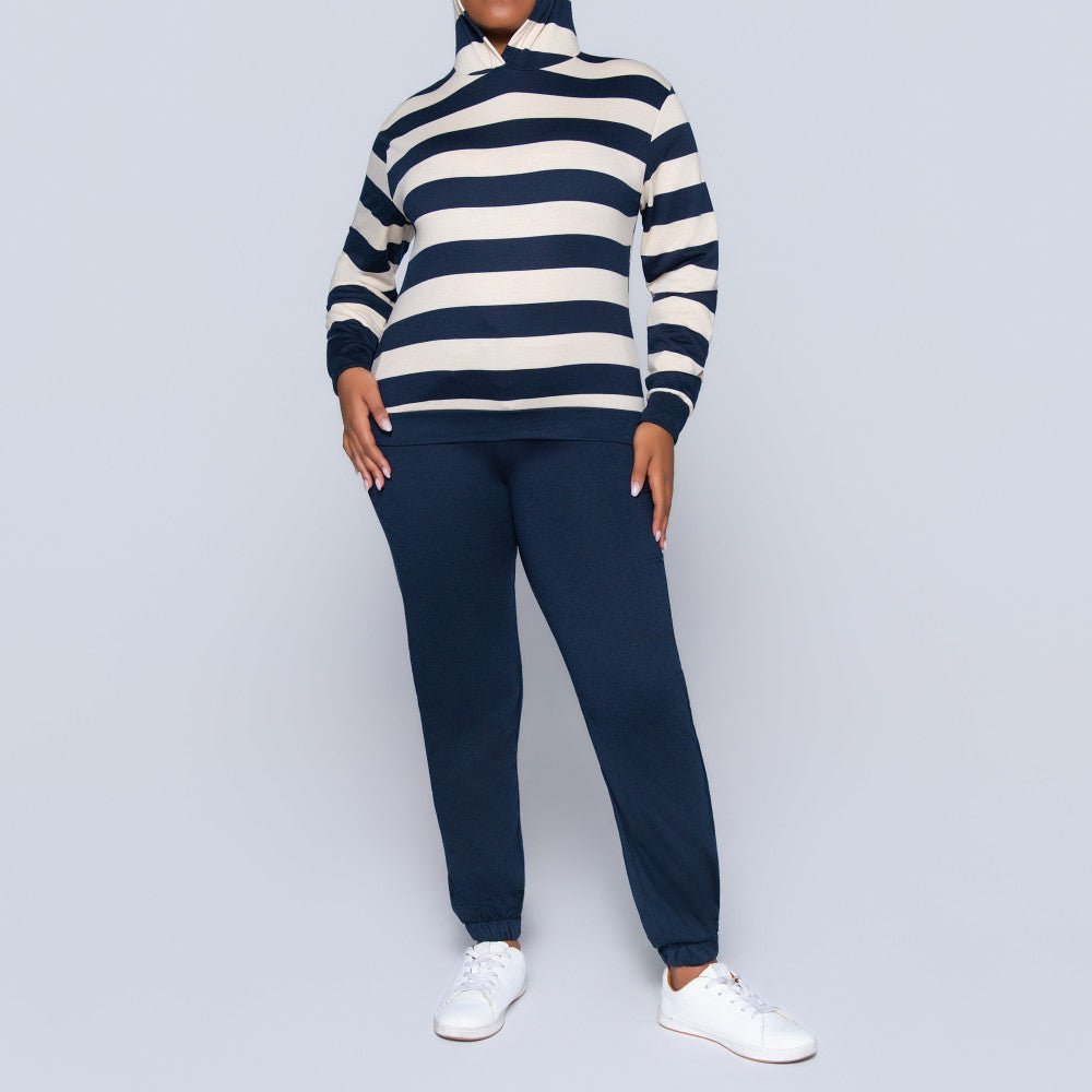 Navy Striped Track Top