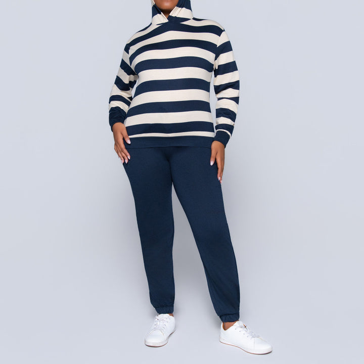 Navy Striped Track Top