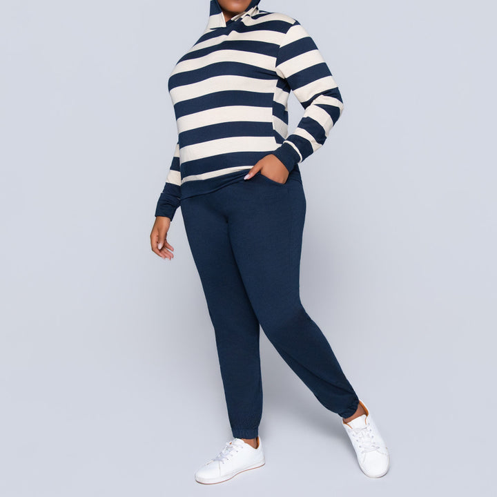 Navy Striped Track Top