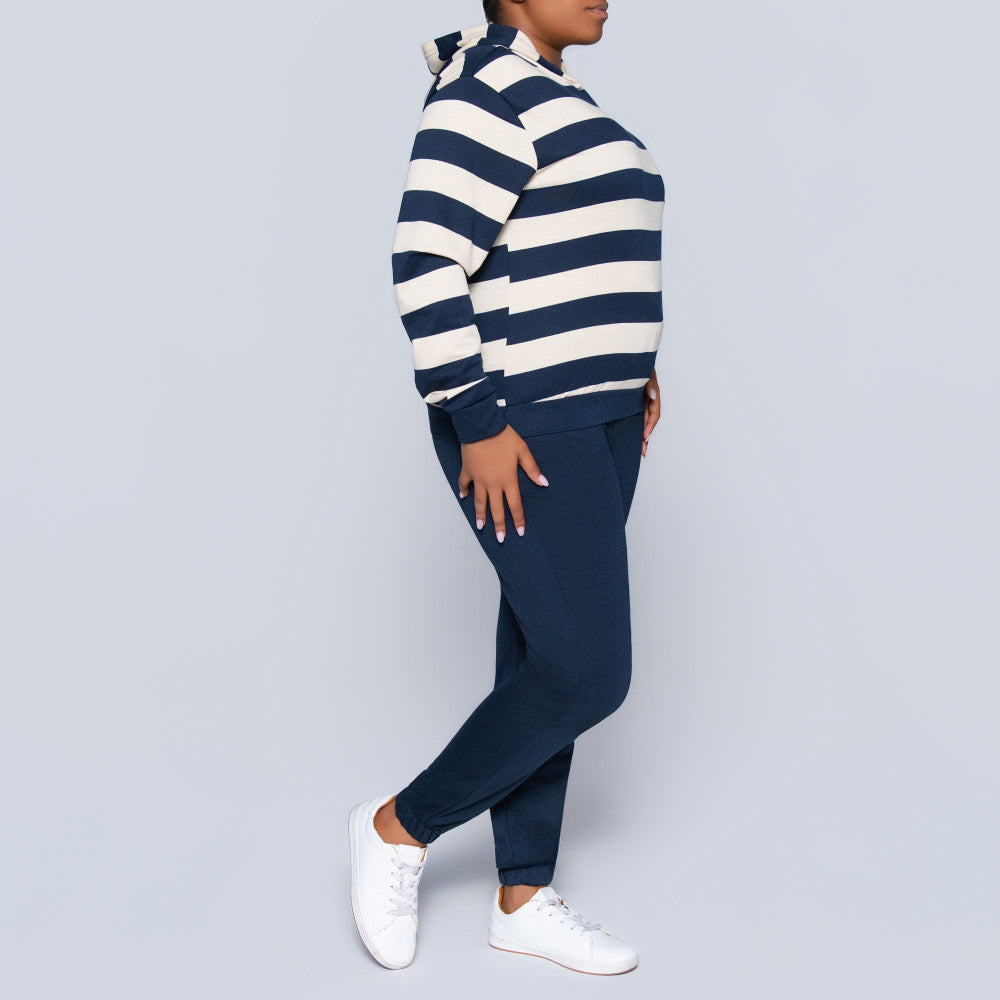 Navy Striped Track Top