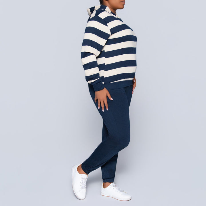Navy Striped Track Top