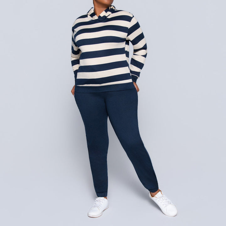 Navy Striped Track Top