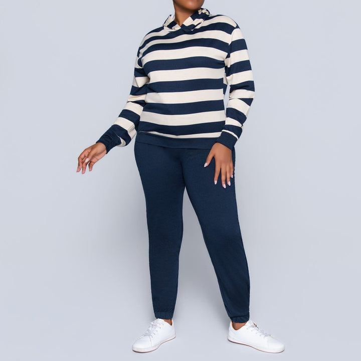 Navy Striped Track Top