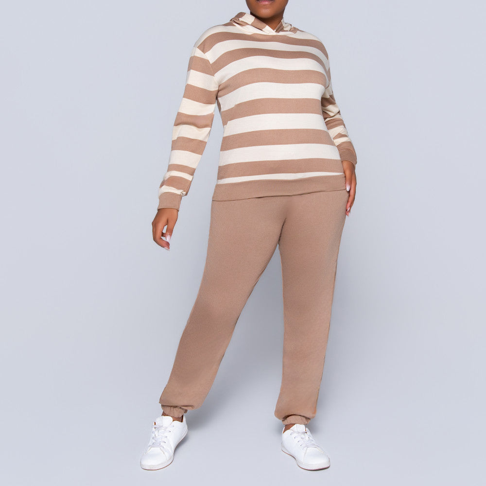 Taupe Striped Track Top