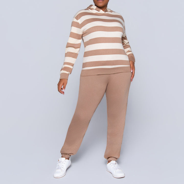 Taupe Striped Track Top
