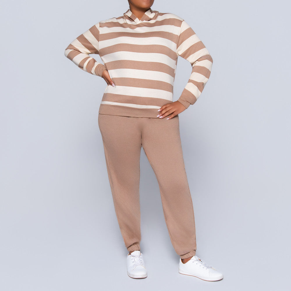 Taupe Striped Track Top