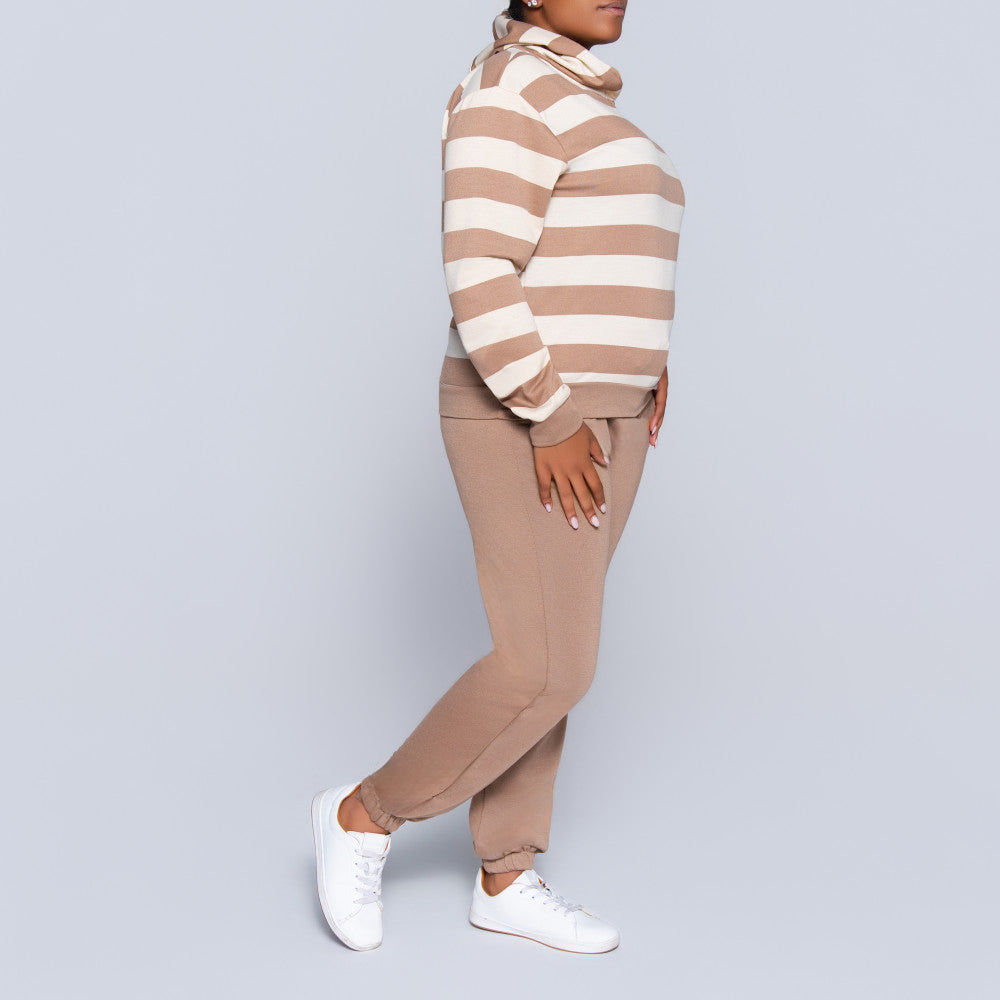 Taupe Striped Track Top