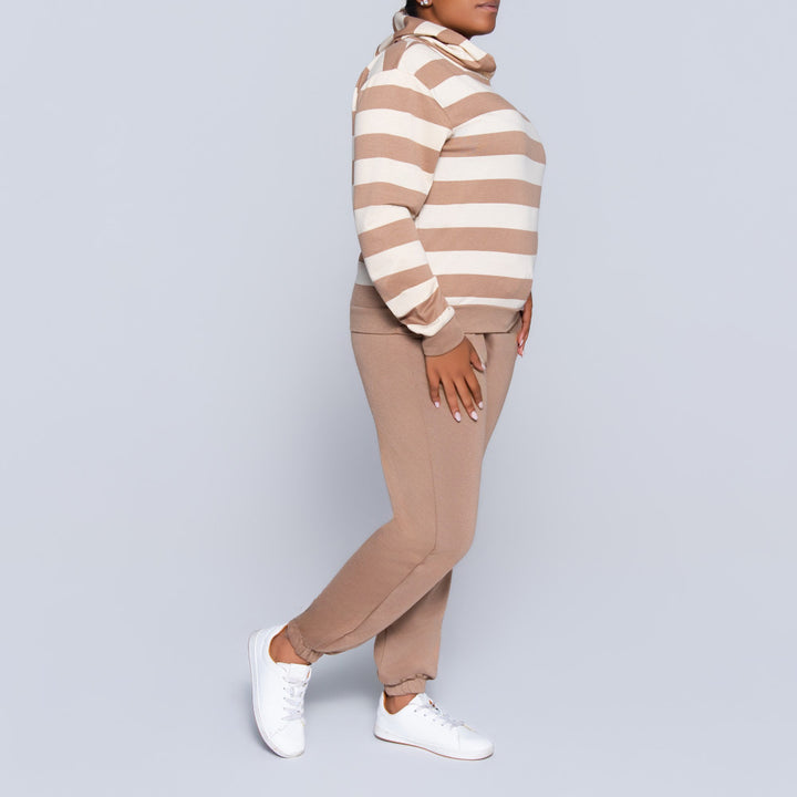 Taupe Striped Track Top