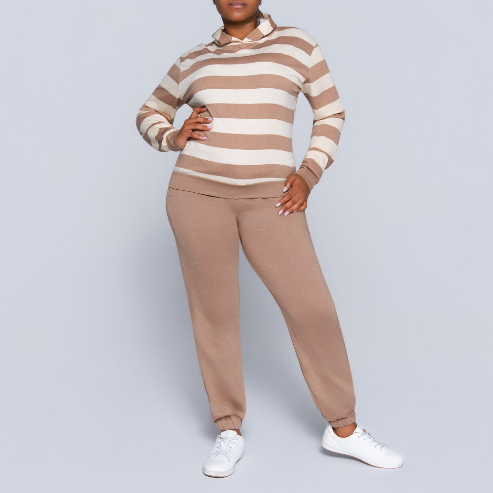 Taupe Striped Track Top