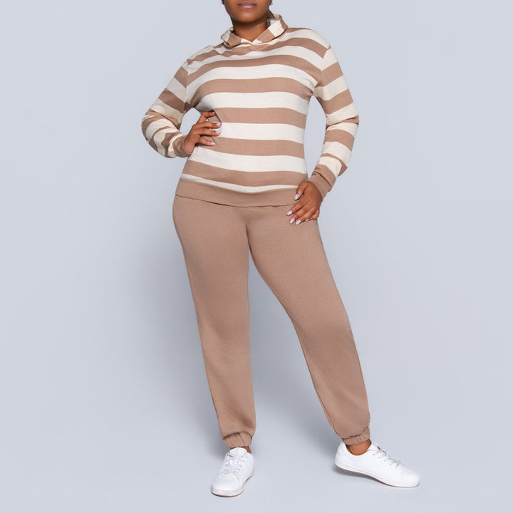 Taupe Striped Track Top