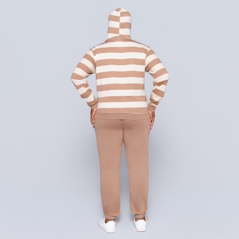 Taupe Striped Track Top