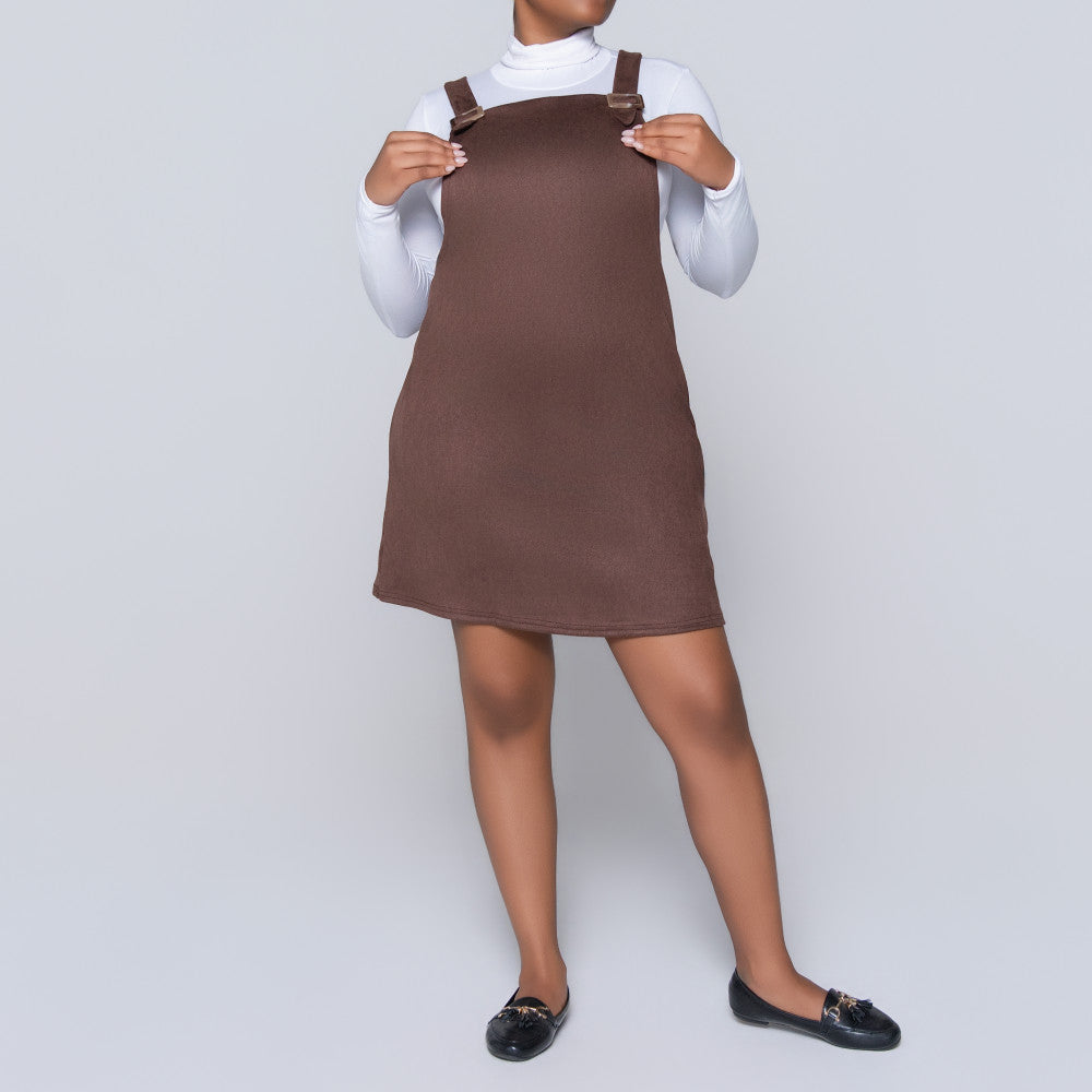 Choc Suede Scuba Pinafore Dress – Fashion World ZA
