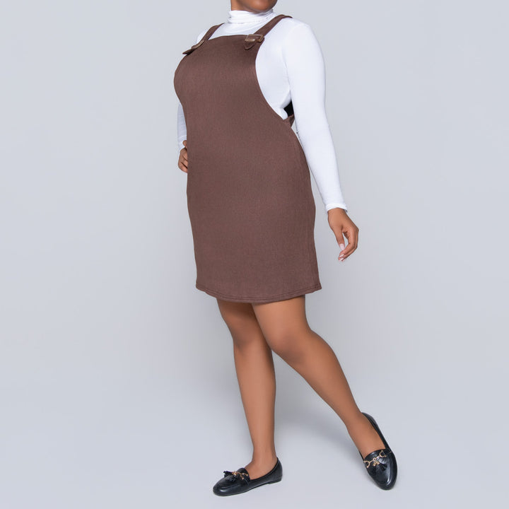 Choc Suede Scuba Pinafore Dress