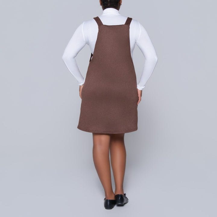 Choc Suede Scuba Pinafore Dress