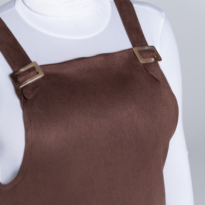 Choc Suede Scuba Pinafore Dress