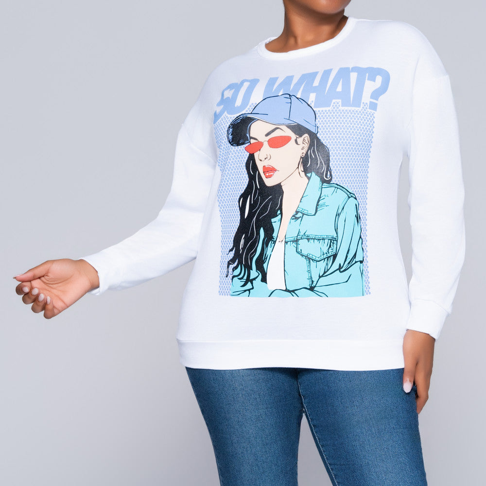 White Face Print Top