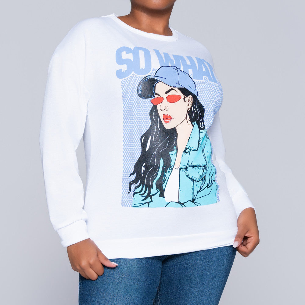 White Face Print Top