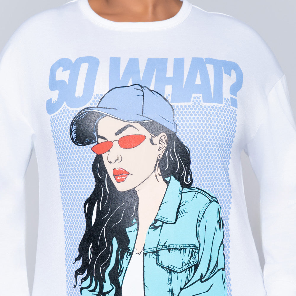 White Face Print Top