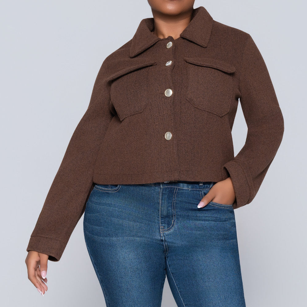 Chocolate Long Sleeve Melton Jacket