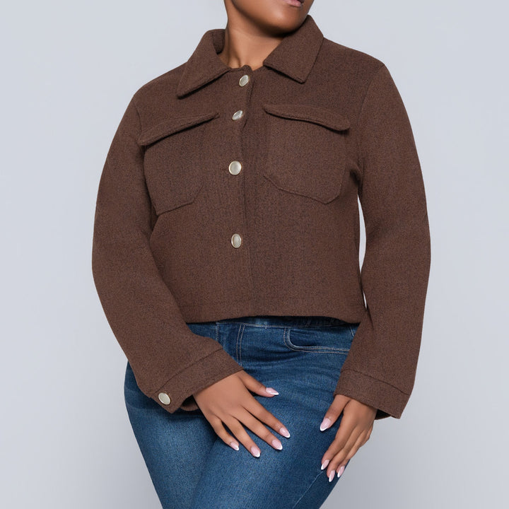 Chocolate Long Sleeve Melton Jacket