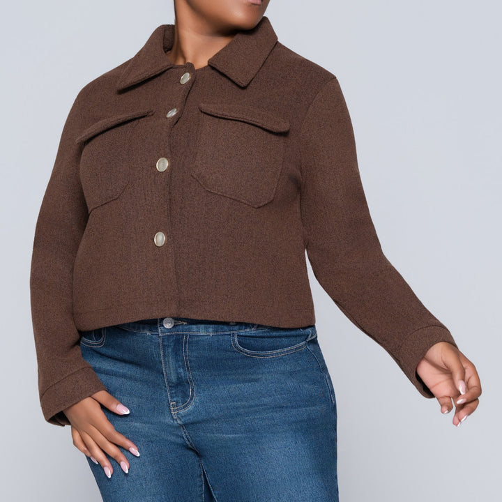 Chocolate Long Sleeve Melton Jacket