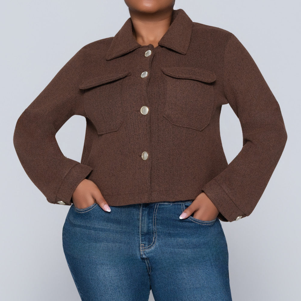 Chocolate Long Sleeve Melton Jacket