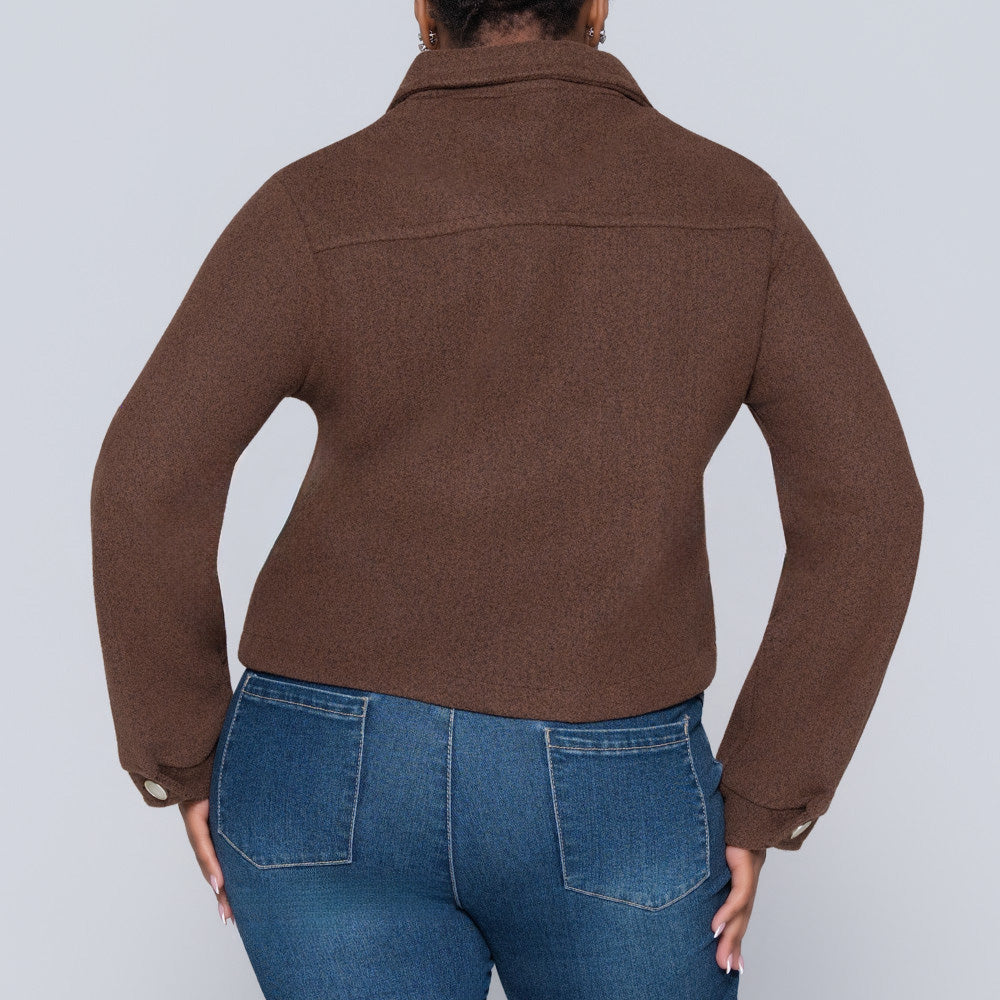 Chocolate Long Sleeve Melton Jacket