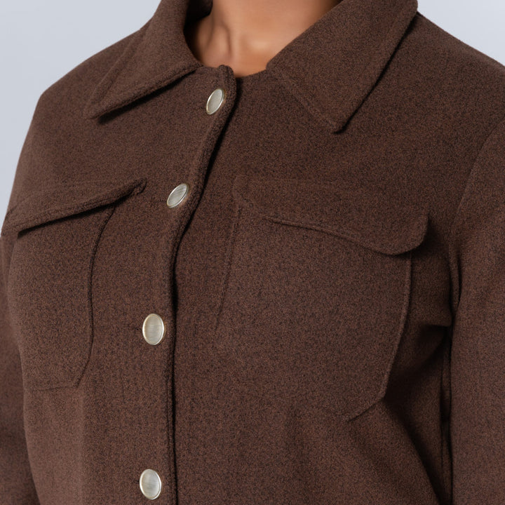 Chocolate Long Sleeve Melton Jacket