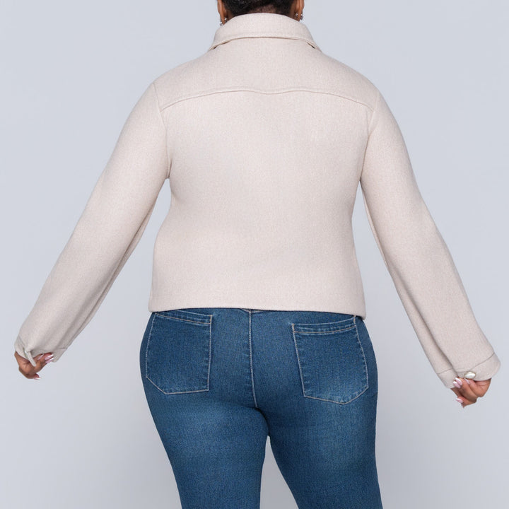 Oatmeal Long Sleeve Melton Jacket