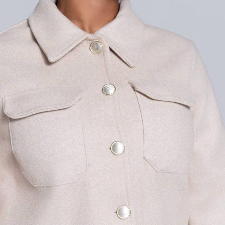 Oatmeal Long Sleeve Melton Jacket