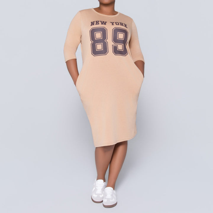 Camel Front Print Dress