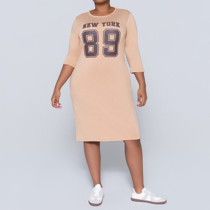Camel Front Print Dress