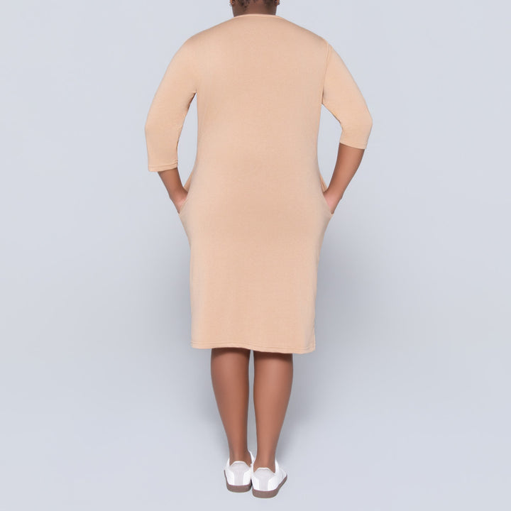 Camel Front Print Dress