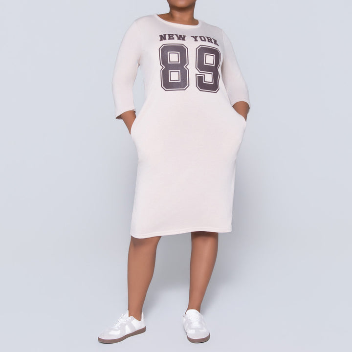 Stone Front Print Dress