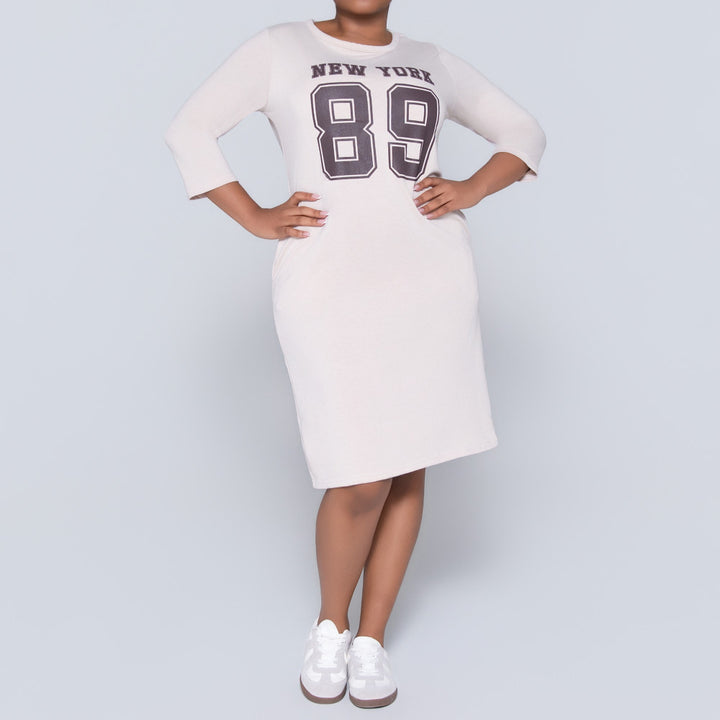 Stone Front Print Dress
