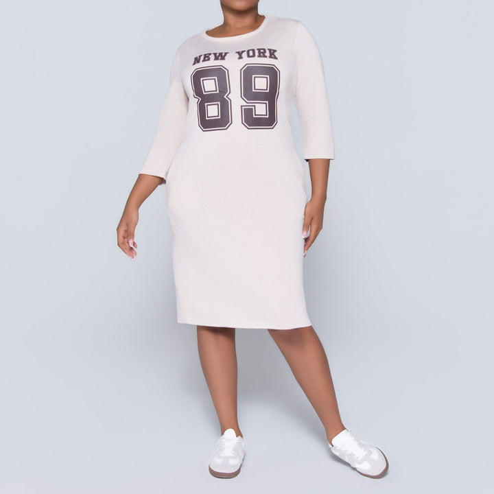 Stone Front Print Dress