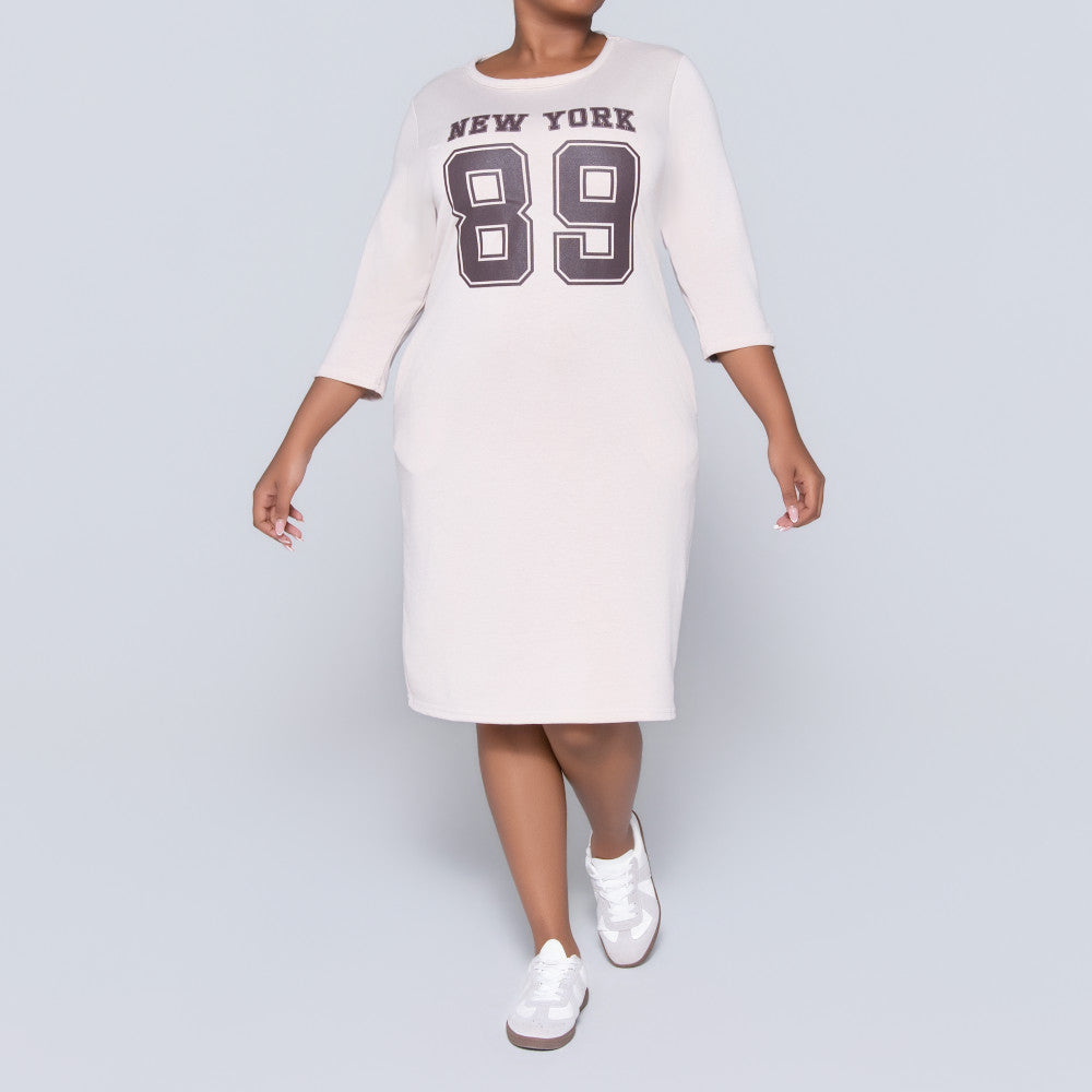 Stone Front Print Dress