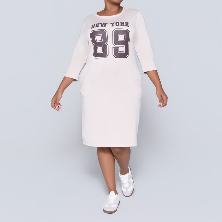 Stone Front Print Dress