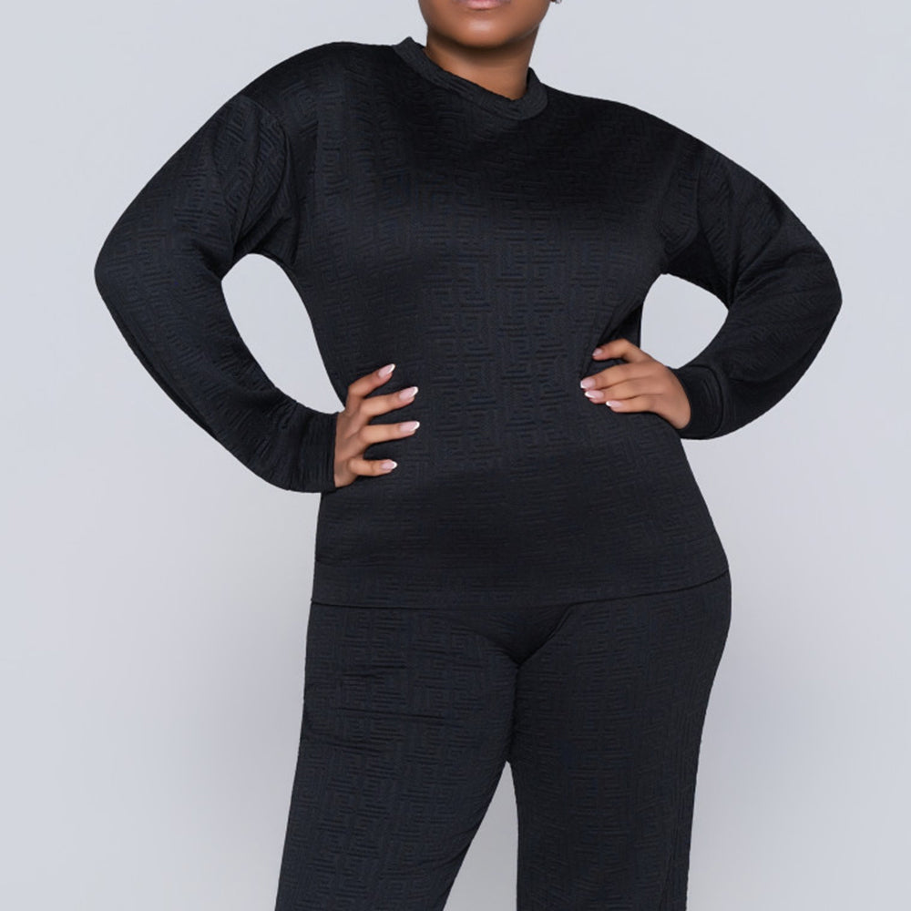 Black Jacquard Poly Span Track Top