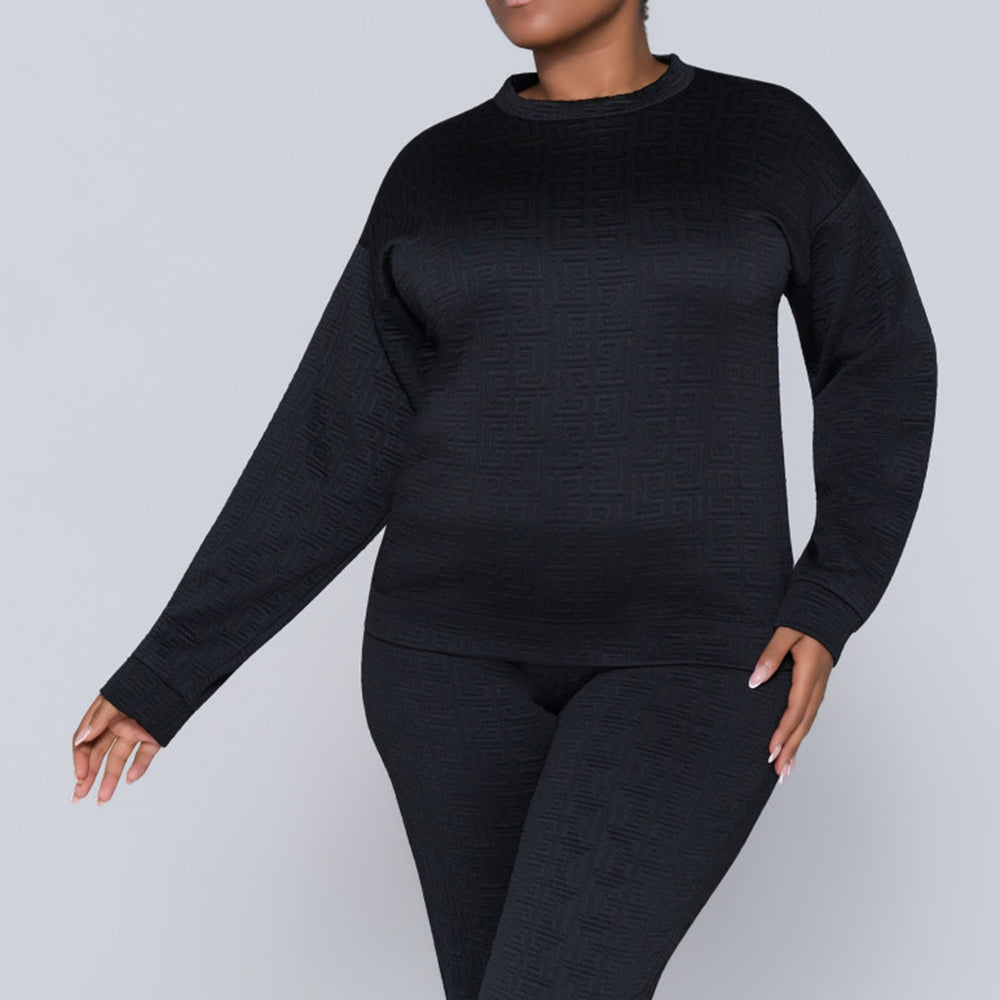Black Jacquard Poly Span Track Top
