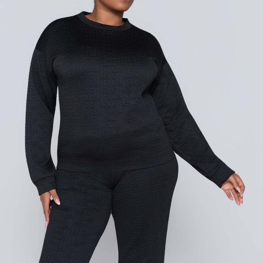 Black Jacquard Poly Span Track Top
