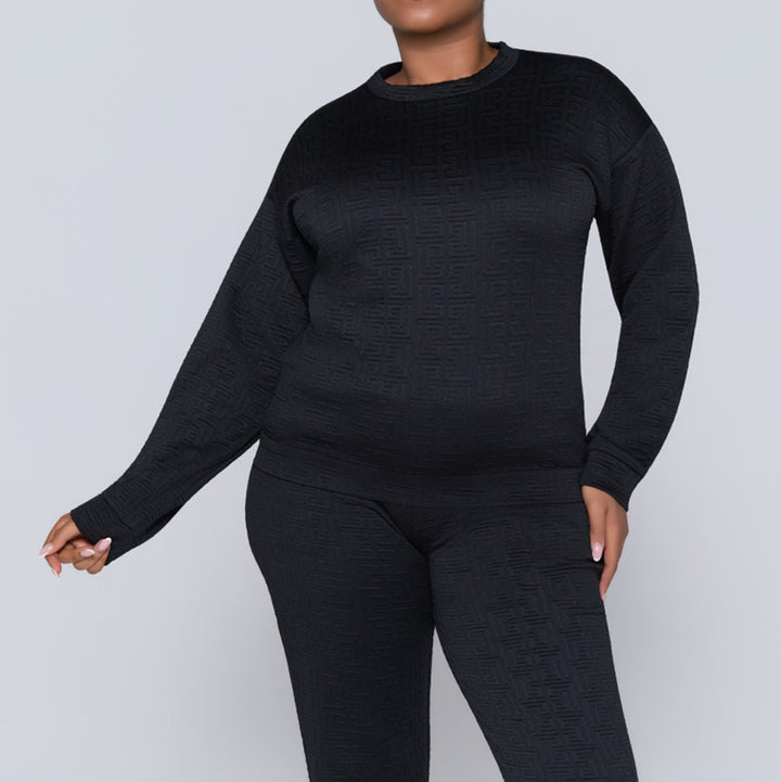 Black Jacquard Poly Span Track Top