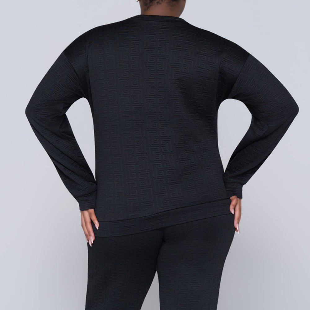 Black Jacquard Poly Span Track Top