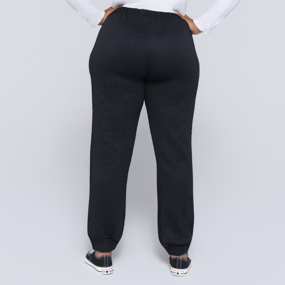Black Jacquard Poly Span Track Pants