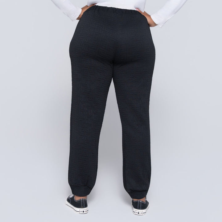 Black Jacquard Poly Span Track Pants