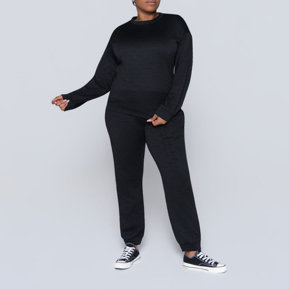 Black Jacquard Poly Span Track Top